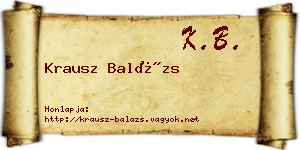 Krausz Balázs névjegykártya