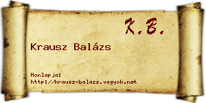 Krausz Balázs névjegykártya